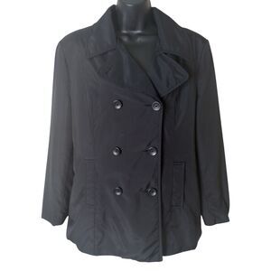 Larry Levine Sport Jacket Womens Large Black Water Resistant Windbreaker Peacoat